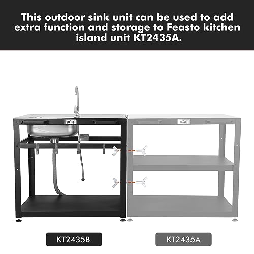 Outdoor Grill Cart with 304 Stainless Steel Sink and Wheels Q934005