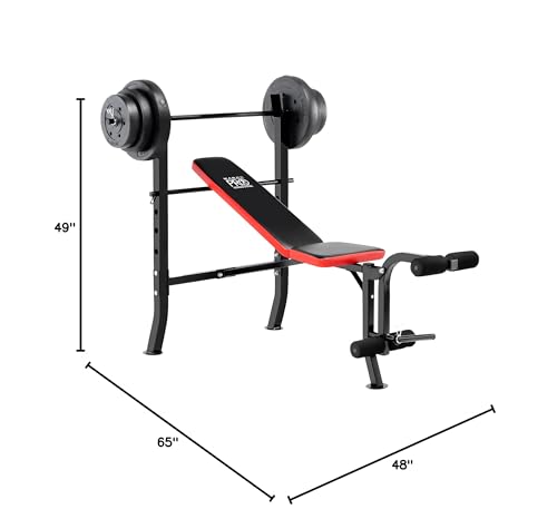 Marcy Standard Weight Bench with Vinyl-Coated Weight Set for Home Gym O2680