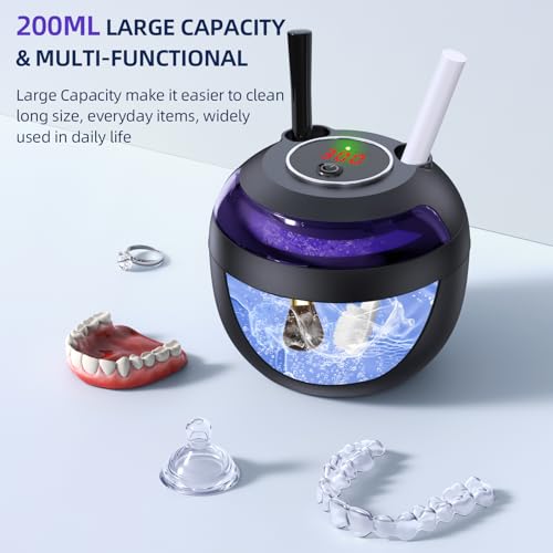 Ultrasonic Retainer Cleaner for Dentures, Mouth Guards, Braces, Jewelry, 200ML, 45kHz X607