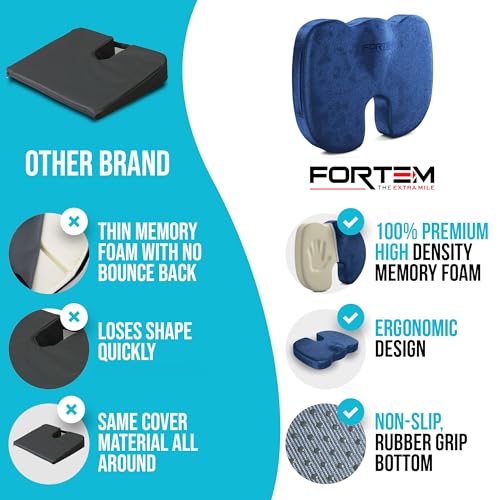 FORTEM Office Chair Cushion and Back Support, Memory Foam Lumbar Pillow, Non Slip, XL V440