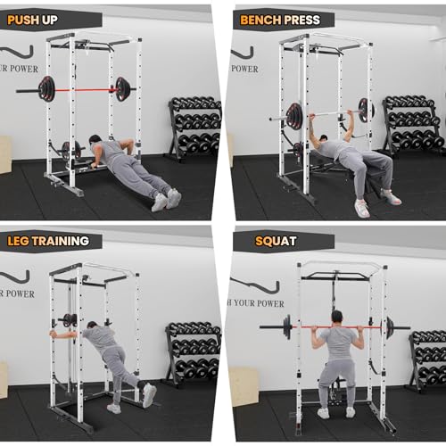 Power Cage with LAT Pulldown and Cable Pulley System for Home Gym N4466