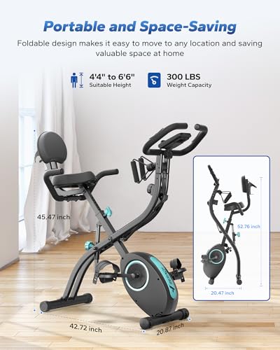 MERACH Folding Exercise Bike, 4-in-1 Upright Indoor Cycling with Magnetic Resistance Y910