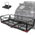 Trailer Hitch Cargo Rack, 60 x 24 x 14 Inch Folding Hitch Mount Cargo Carrier with High Side Rails for RV Truck SUV Van, 500 lbs. Capacity, 2" Receiver, Black