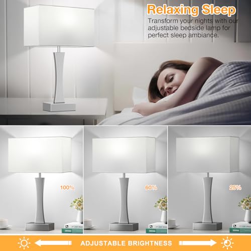 3 Way Dimmable Bedside Lamp Set of 2 with USB Ports C63781