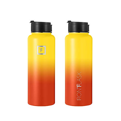 IRON °FLASK Stainless Steel Insulated Water Bottle with 3 Lids, 40 oz U19688