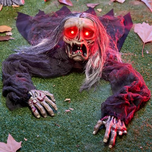 JOYIN Halloween Zombie Decoration Outdoor with Glowing Eyes and Sound T9391