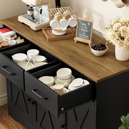 HOSTACK Modern Farmhouse Sideboard Buffet Cabinet with Barn Doors, White U8843