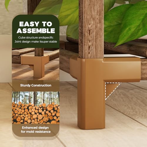Bamworld Plant Stand Indoor Outdoor Wood Plant Rack 3 Tier Ladder D51744