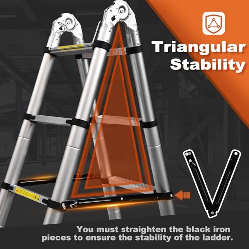 SocTone 15.5 Ft Telescoping Aluminum Ladder with Non-Slip Feet U33705