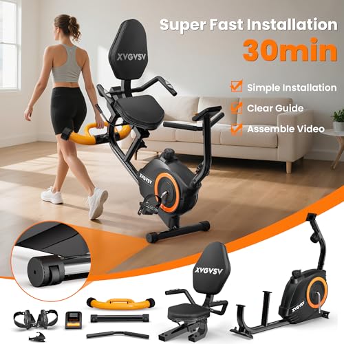 Recumbent Exercise Bike for Home, Quiet Stationary Bike for Adults & Seniors, 400LB Capacity X156547
