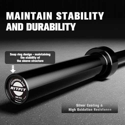 RITFIT Olympic Barbell 4ft/6ft 2 Inch Weight Bar for Strength Training, 500lbs Capacity F369