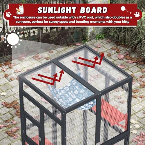 COZIWOW Catio Outdoor Cat Enclosure with Window Access, Wooden Kitty Cage, White T1021