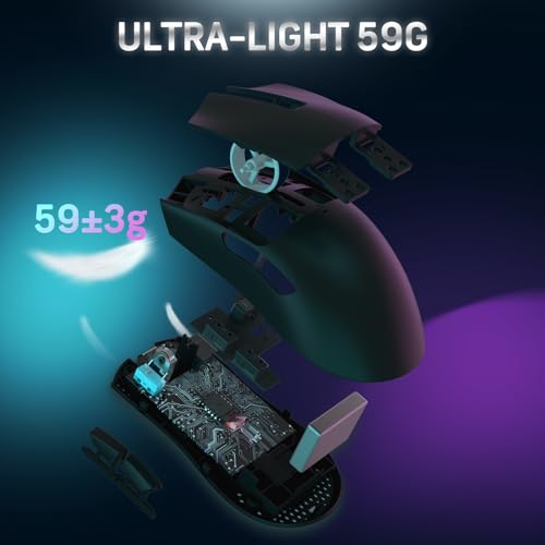Attack Shark X11 59g Superlight Wireless Gaming Mouse with RGB Charging Dock, Black W869