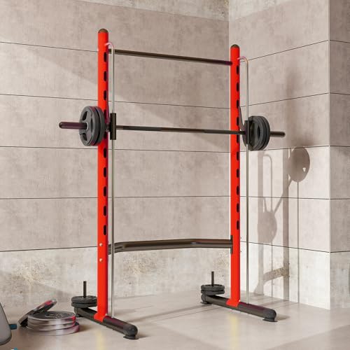 Soozier Squat Rack with Pull-Up Bar, Adjustable Power Rack for Home Gym I377