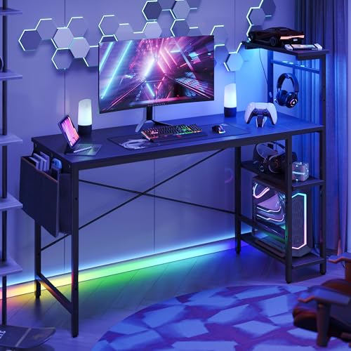 Bestier Gaming Desk with LED Lights, 51.3 Inch Computer Desk Q970