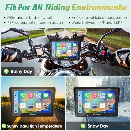 Carpuride W702 7 inch Waterproof Touchscreen GPS Navigator for Motorcycle F66615