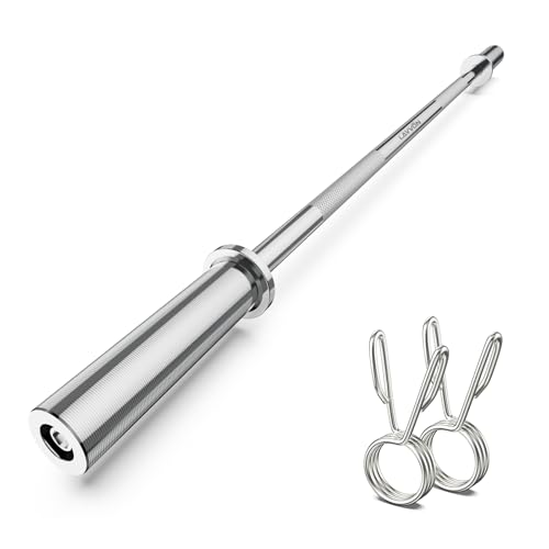 57" Olympic Barbell Bar, 2" Standard Straight Barbell Bars for Weight Lifting Bar for Bench Press/Squats/Hip Thrusts/Lunges/Biceps- Home Gym Weight Bar- 2 Spring Collars(500lb Weight Capacity)
