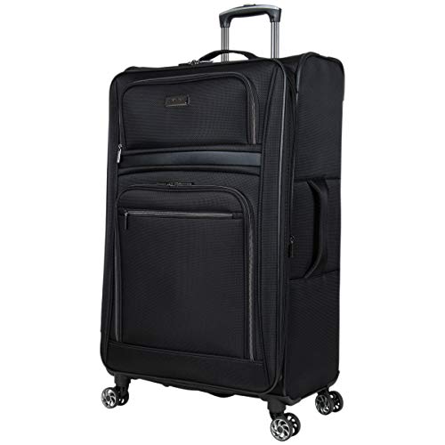 Kenneth Cole REACTION Rugged Roamer Softside 8-Wheel Spinner Luggage, Black, 20-Inch Carry-On N740