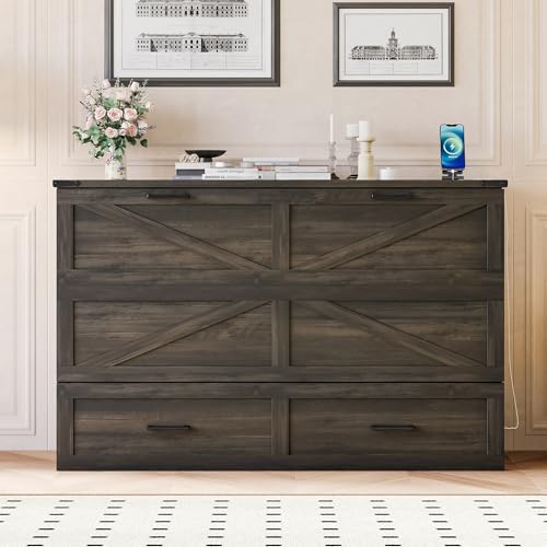 Queen Size Murphy Bed Cabinet with Charging Station, White P336686