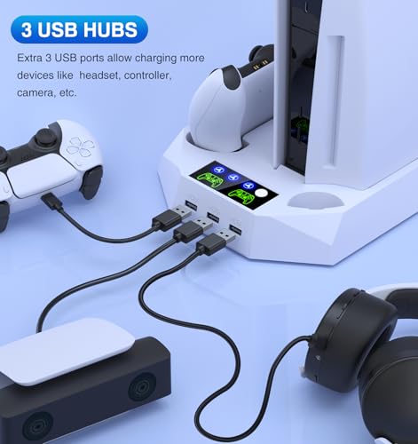 PS5 Slim/Pro Cooling Station with Controller Charger, White M8682