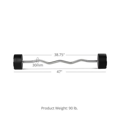 Titan Fitness Rubber Curl Fixed Barbells, Pre-Loaded Weight Bar Y406