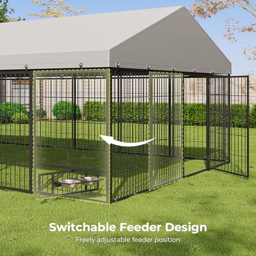 10X19FT Heavy Duty Outdoor Dog Kennel with Cover and Lock V196