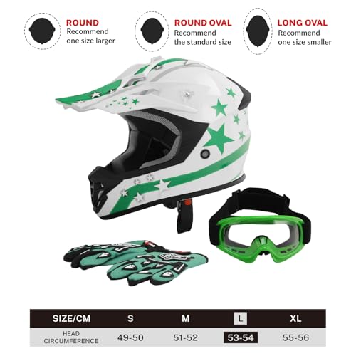 SLMOTO Dot Youth Kids Motocross Offroad Helmet with Goggles and Gloves Blue Skull D851858
