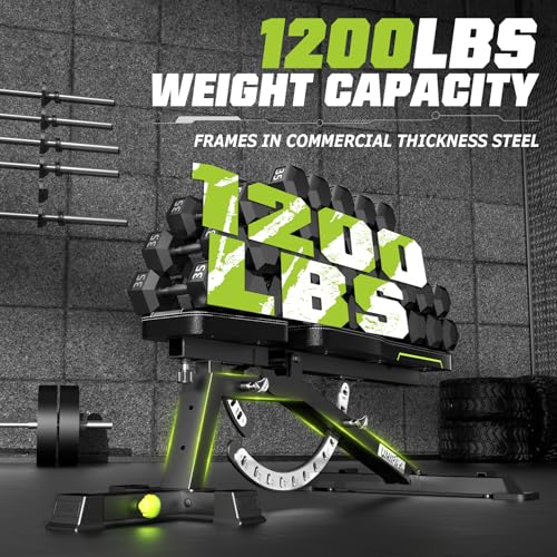 Adjustable Weight Bench for Home Gym, 1200 LBS Capacity, Incline Flat Decline S493300