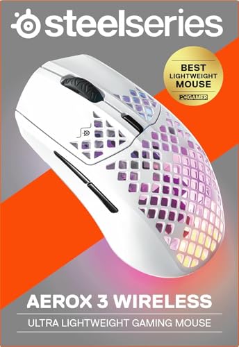 SteelSeries Aerox 3 Wireless Holey RGB Gaming Mouse, Ultra-lightweight, Onyx O713