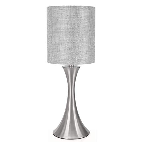 Dimmable Bedside Lamp with Touch Control, Beige Shade, LED Bulb Included S148