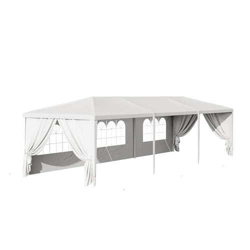 Outdoor Party Tent 10x30 Black with 8 Removable Sidewalls V87006