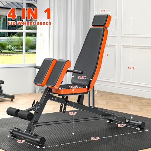 XDDIAS Roman Chair, Adjustable Weight Bench for Home Gym, 1000LBS All-in-One U56652