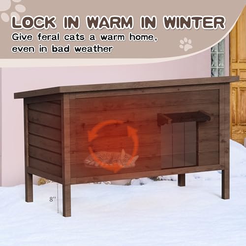 Outdoor Cat House Insulated Wooden Shelter for Multiple Cats K816912