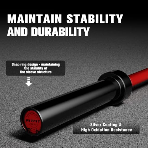 RITFIT Olympic Barbell 4ft/6ft 2 Inch Weight Bar for Strength Training, 500lbs Capacity F369