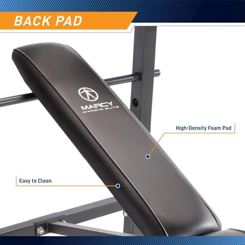 Marcy Standard Weight Bench with Vinyl-Coated Weight Set for Home Gym O2680