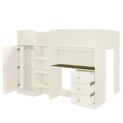 Harper & Bright Designs Full Loft Bed with Desk and Storage, Gray K73009