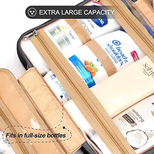 Travel Hanging Toiletry Bag with 8 Leak Proof Silicone Bottle Covers, Navy N332557