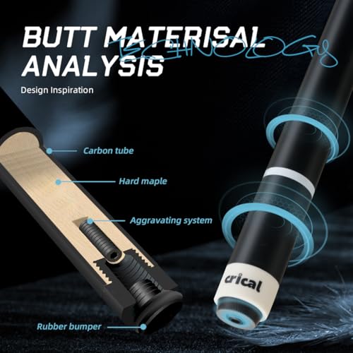 CRICAL Carbon Fiber Pool Cue Stick 58" with 12.5mm Tip J317692