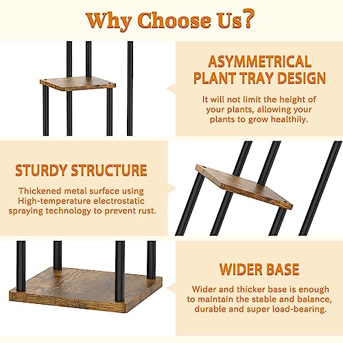 6 Tier Metal Wood Corner Plant Stand Indoor Outdoor H78199