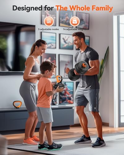 FEIERDUN Adjustable Dumbbells 5-in-1 Weight Set with Connector for Home Gym N6619