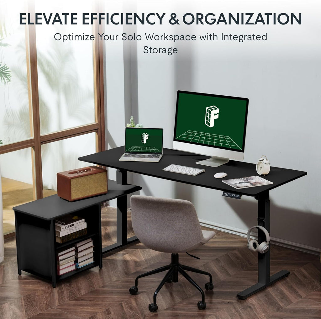 FLEXISPOT 55" L-Shaped Standing Desk with Drawers, Black P103999