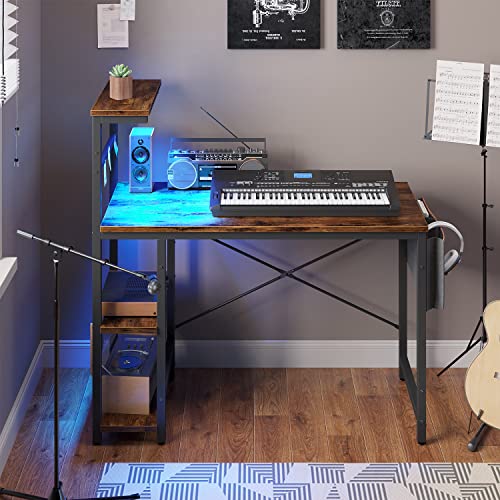 Bestier Gaming Desk with LED Lights, 51.3 Inch Computer Desk Q970