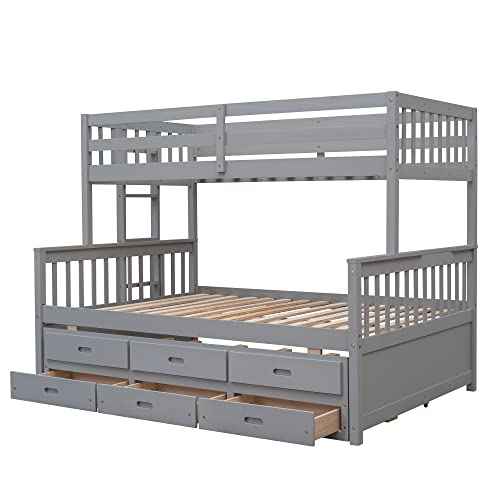 Harper & Bright Designs Twin Over Twin Bunk Bed with Storage Drawers, Solid Wood, Espresso P440327
