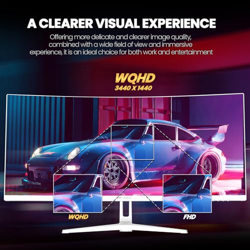 CRUA 30Inch Ultrawide Curved Monitor, 21:9 WFHD 2560x1080P, 100Hz, VA Panel, Black Y8772