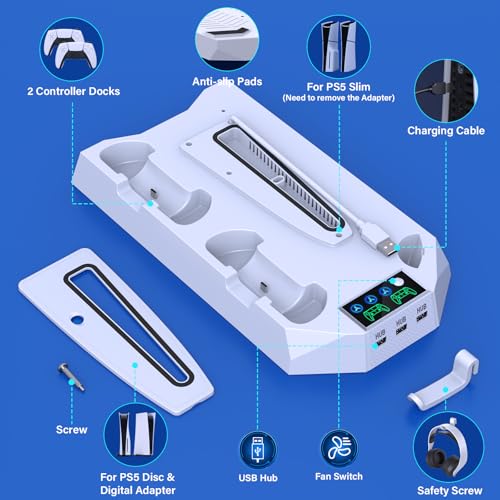 PS5/PS5 Slim Cooling Station with Controller Charging for PlayStation 5 T70142