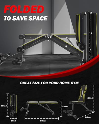 Adjustable Weight Bench for Home Gym, Foldable, 700LBS Capacity B1078