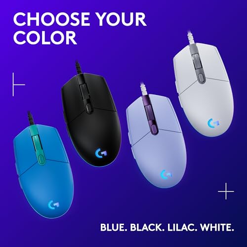 Logitech G203 Wired Gaming Mouse, 8,000 DPI, RGB, 6 Programmable Buttons, PC/Mac - Black U28629