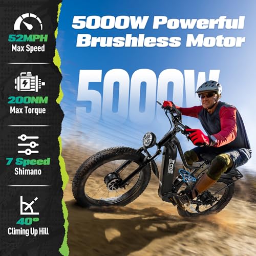 5000W Dual Motor Electric Bike for Adults 60V 32AH Battery 26x4 Fat Tire Full Suspension R15552