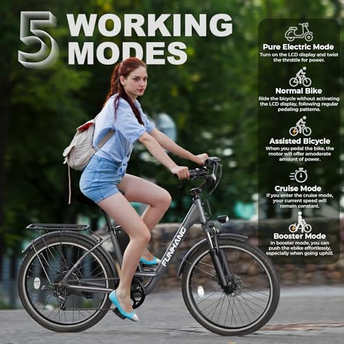Electric Bike for Adults, 26" 1000W Peak City Cruiser Ebike, 48V Removable Battery O80999