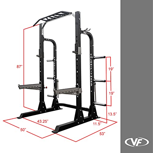 Valor Fitness Half Rack Squat Machine with Pull Up Station, 750lbs Capacity T95458